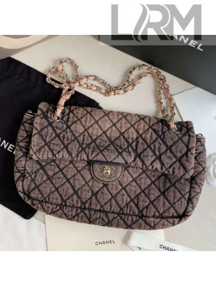Chanel Quilted Denim Large Flap Bag Nude 2020