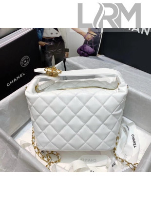 Chanel Quilted Leather Large Hobo Bag With Gold-Tone Metal AS1747 White 2020