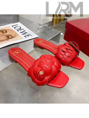 Valentino Atelier Shoe 03 Rose Edition Kidskin Flat Slide Sandal Red 2020