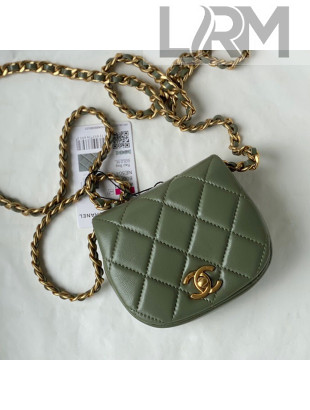 Chanel Calfskin Saddle Clutch with Chain AP2344 Green 2021