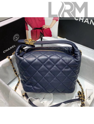 Chanel Quilted Leather Large Hobo Bag With Gold-Tone Metal AS1747 Navy Blue 2020