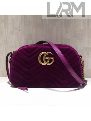 Gucci GG Marmont Velvet Small Camera Shoulder Bag 447632 Fuchsia 2017