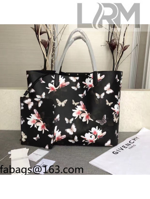 Givenchy Flora Print Black Calfskin Tote Bag 38cm 8841 07
