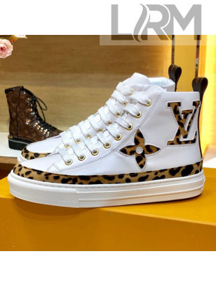 Louis Vuitton Stellar Leopard Print Monogram Flower High-top Sneakers White 1A5NP8 2019 (For Women and Men)