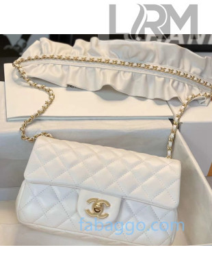 Chanel Romance Quilted Lambskin Small Flap Bag with ruffled Strap AS2204 White 2020