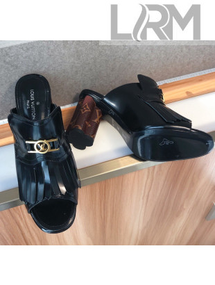 Louis Vuitton INDIANA Mules Sandals in Black Patent Leather 2020
