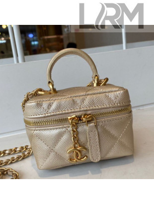 Chanel Grained Calfskin Small Vanity with Chain AP2194 Gold 2021