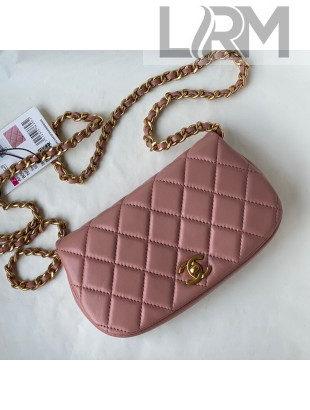 Chanel Calfskin Saddle Clutch with Chain AP2358 Pink 2021