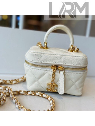 Chanel Grained Calfskin Small Vanity with Chain AP2194 White 2021