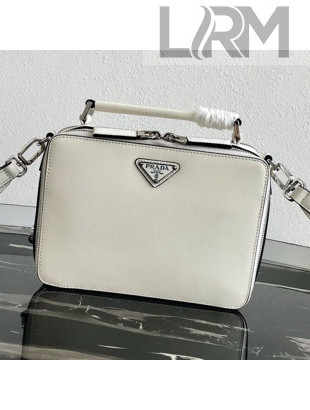 Prada Men's Saffiano Leather Square Bandoleer Shoulder Bag 2VH069 White 2019