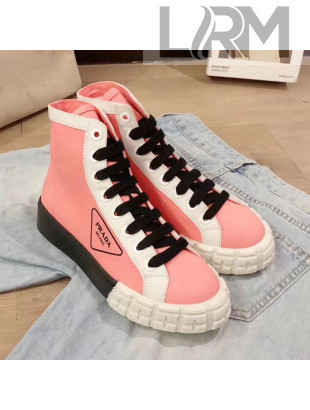 Prada Canvas Logo Side High-top Sneakers Pink 2019