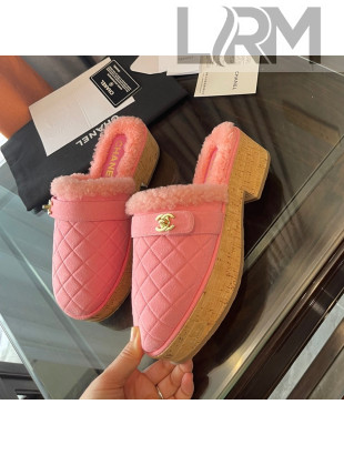 Chanel Suede and Shearling Clogs Mules 4.5cm G38271 Pink 2021
