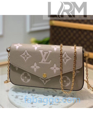 Louis Vuitton Félicie Pochette Clutch with Chain/Mini Bag in Monogram Leather M69977 Gray 2020