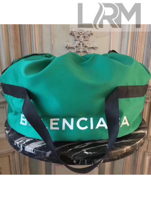 Balenciaga Nylon Round Wheel Bag With Drawstring Closure Green 2017