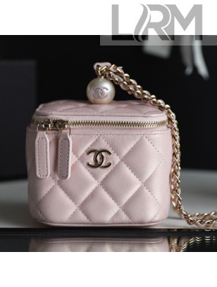 Chanel Iridescent Lambskin Small Vanity with Pearl and Chain AP2161 Pink 2021