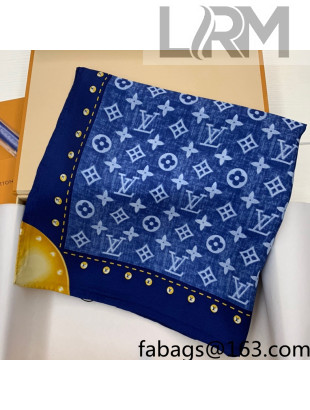 Louis Vuitton Monogram Denim Square Scarf 110x110cm Blue 2021