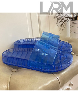 Gucci Transparent PVC Slide Sandals Blue 2021 06 