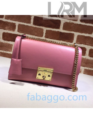 Gucci Padlock Leather Medium Shoulder Bag 409486 Pink 2020