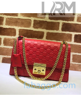 Gucci Padlock GG Medium Shoulder Bag 409486 Red 2020