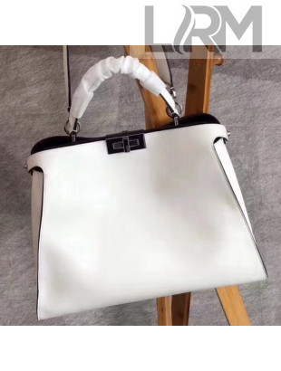 Fendi Calfskin Essential Peekaboo Bag 38cm White 2018