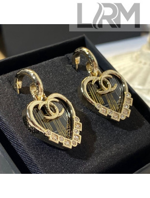 Chanel Heart Short Earrings Black 2021 02