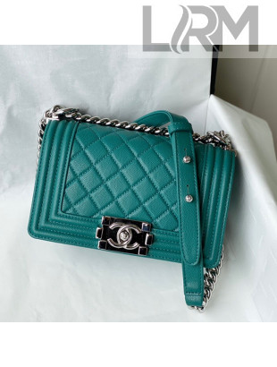 Chanel Grained Calfskin Small Boy Flap Bag A67085 Green/Silver 2021