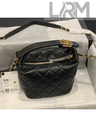 Chanel Quilted Leather Small Hobo Bag With Gold-Tone Metal AS1745 Black 2020