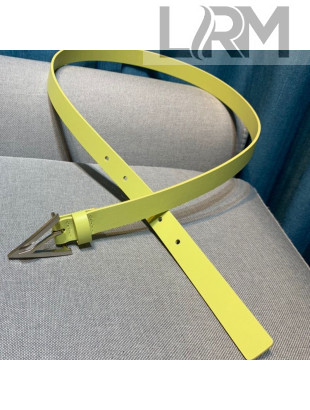 Bottega Veneta Calfskin Belt 2cm with Triangular Buckle Yellow/Silver 2021