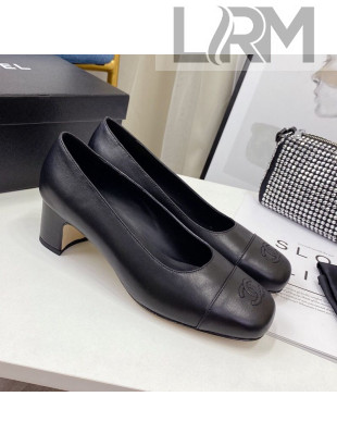 Chanel Lambskin Square Heel Pumps 5cm Black 2020