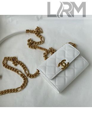 Chanel Grained Calfskin Clutch with Chain AP2335 White 2021