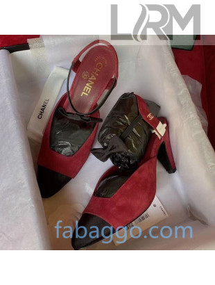 Chanel Suede Pumps with Bow 80MM G36360 Burgundy 2020