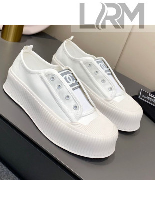 Chanel Canvas Platform Open Sneakers White 2021