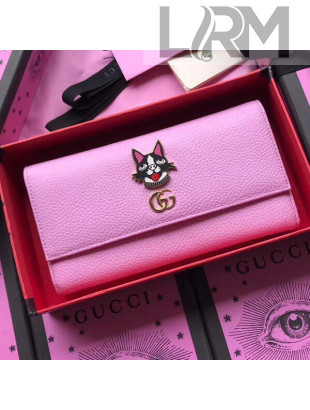 Gucci Leather Continental Wallet with Bosco 499324 Pink 2018