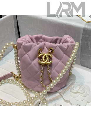 Chanel Calfskin Mini Drawstring Bucket Bag AS2529 Pink 2021