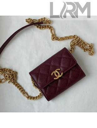 Chanel Grained Calfskin Clutch with Chain AP2335 Burgundy 2021