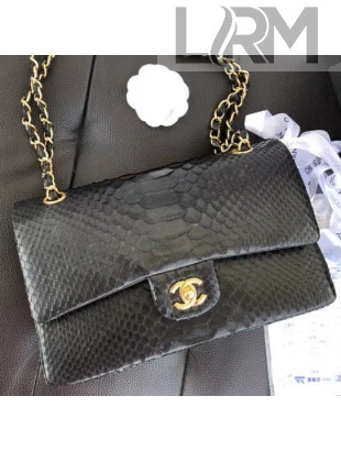Chanel Python Leather Medium Classic Double Flap Bag Black