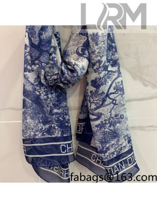 Dior Toile de Jouy Silk Scarf 140x180cm Blue 2021 01