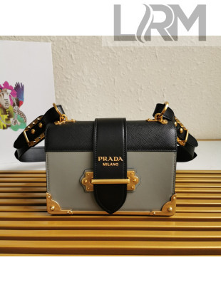 Prada Leather Prada Cahier Bag 1BD045 Black/Grey 2021