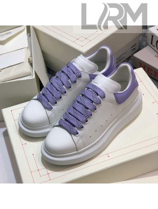 Alexander Mcqueen White Silky Calfskin Sneaker with Bi-color Laces Purple 2021 (For Women and Men)