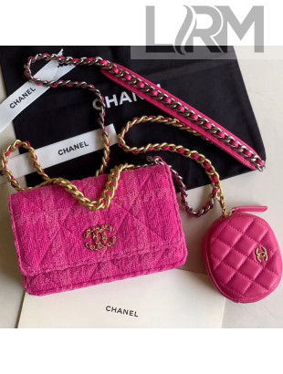Chanel 19 Tweed Wallet on Chain WOC and Coin Purse AP0985 Pink 2019