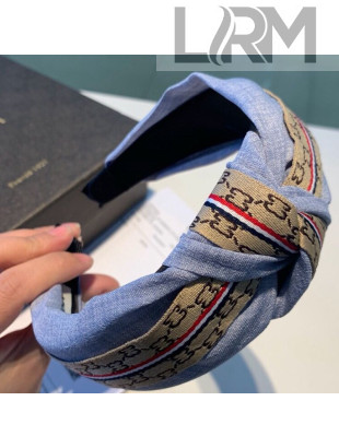 Gucci GG Web Fabric Headband Light Blue 2019