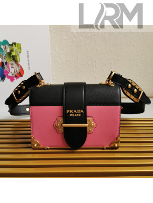 Prada Leather Prada Cahier Bag 1BD045 Black/Pink 2021