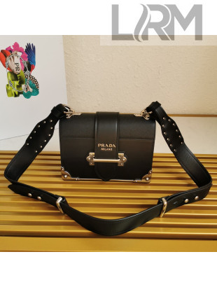 Prada Leather Prada Cahier Bag 1BD045 Black/Silver 2021