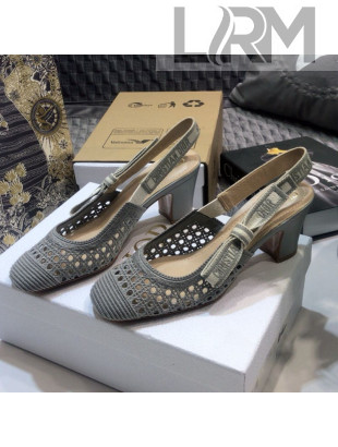 Dior x Moi Slingback Pumps in Grey Cannage Embroidered Mesh 2020