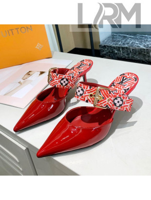 Louis Vuitton LV Crafty Patent Leather Sofia Heel Mules 5.5cm Red 2021