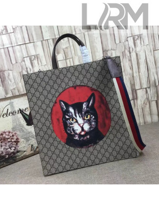 Gucci GG Supreme Cat Print Tote Bag 490950 2018