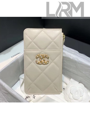 Chanel 19 Phone and Card Holder in Lambskin AP1182 Off-White 2020