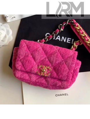 Chanel 19 Tweed Flap Waist Bag/Belt Bag AS1163 Pink 2019