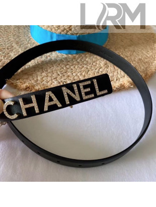 Chanel Calfskin Belt 25 with CHANEL Charm Black 2020