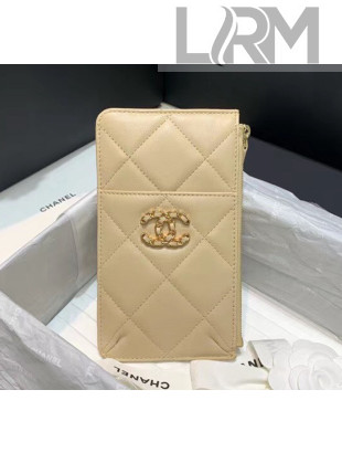Chanel 19 Phone and Card Holder in Lambskin AP1182 Apricot 2020